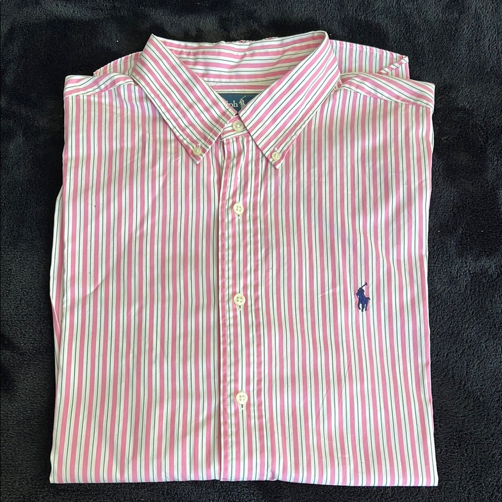 Polo by Ralph Lauren Pink and White Casual Button Down Shirt